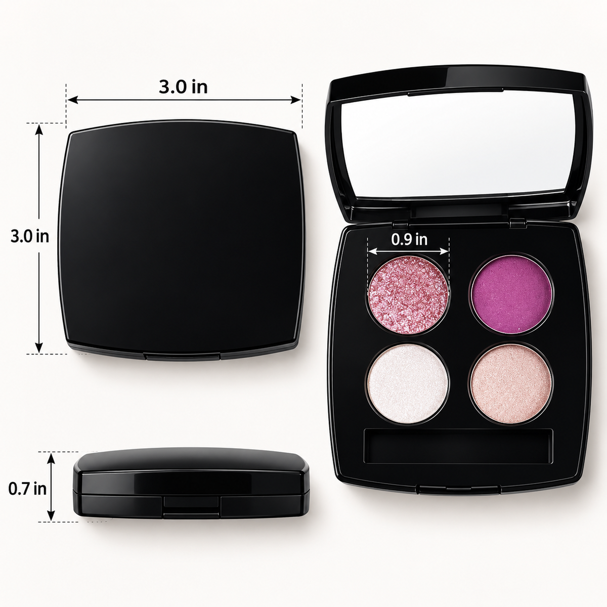 4 Shades Eyeshadow Palette with Built-in Mirror