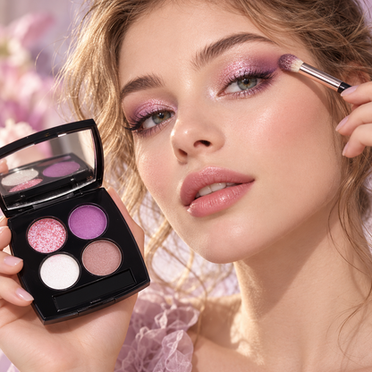 4 Shades Eyeshadow Palette with Built-in Mirror